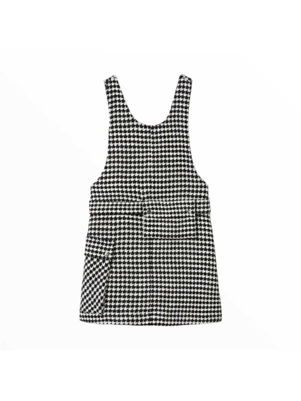 Zara Kids Black & White Houndstooth Pinafore Dress with Detachable Belt